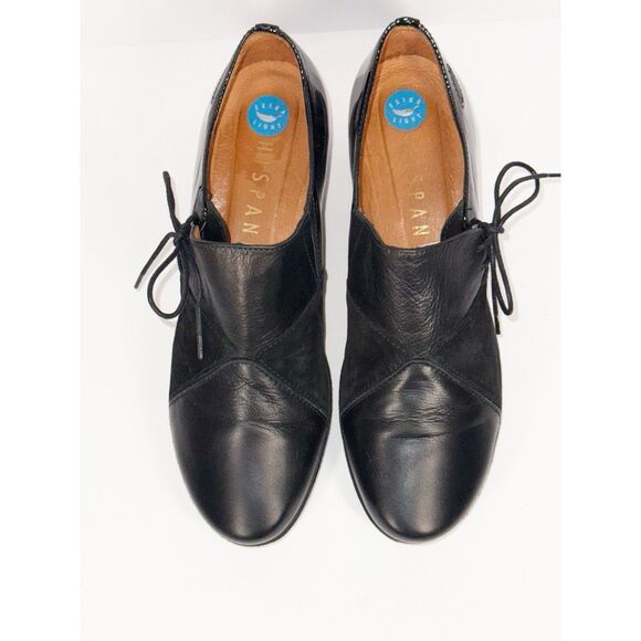 Hispanitas Extra Light Lace Up Shoes Black Leather Wedge Comfort Classic 40/9 - Picture 4 of 16